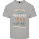 Premium Vintage 77th Birthday 1946 Mens Cotton T-Shirt Tee Top Sports Grey