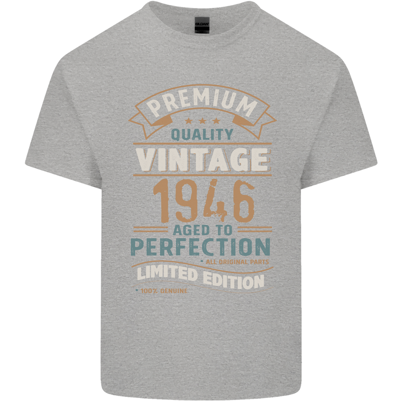 Premium Vintage 77th Birthday 1946 Mens Cotton T-Shirt Tee Top Sports Grey