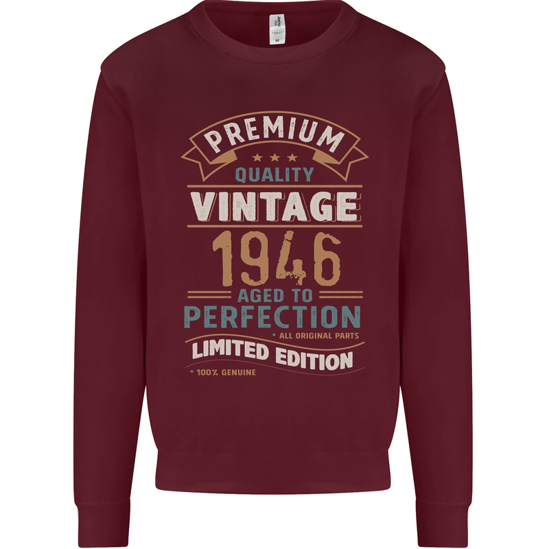 Premium Vintage 77th Birthday 1946 Mens Sweatshirt Jumper Maroon