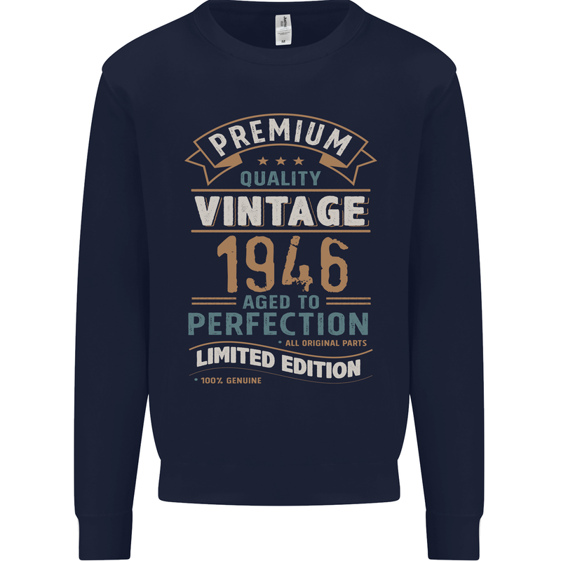 Premium Vintage 77th Birthday 1946 Mens Sweatshirt Jumper Navy Blue
