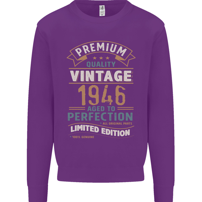 Premium Vintage 77th Birthday 1946 Mens Sweatshirt Jumper Purple