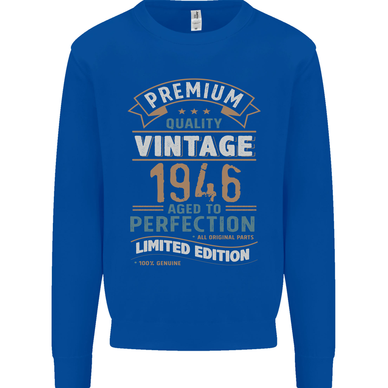 Premium Vintage 77th Birthday 1946 Mens Sweatshirt Jumper Royal Blue