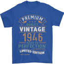 Premium Vintage 77th Birthday 1946 Mens T-Shirt 100% Cotton Royal Blue