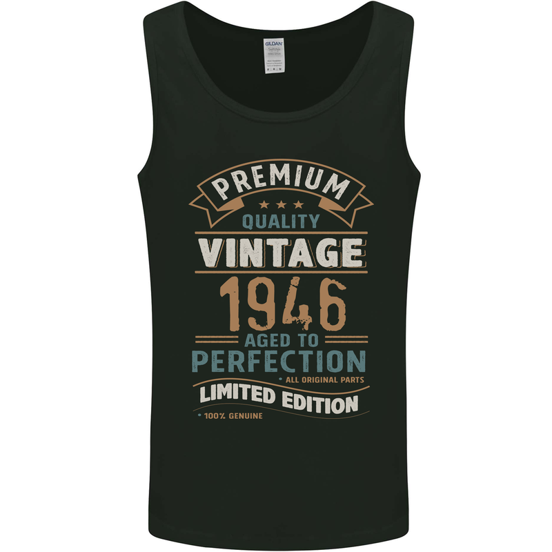 Premium Vintage 77th Birthday 1946 Mens Vest Tank Top Black