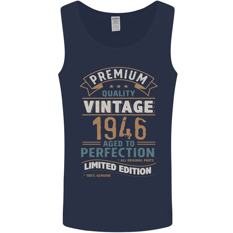 Premium Vintage 77th Birthday 1946 Mens Vest Tank Top Navy Blue