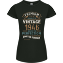 Premium Vintage 77th Birthday 1946 Womens Petite Cut T-Shirt Black