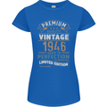 Premium Vintage 77th Birthday 1946 Womens Petite Cut T-Shirt Royal Blue