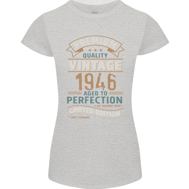 Premium Vintage 77th Birthday 1946 Womens Petite Cut T-Shirt Sports Grey