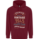 Premium Vintage 78th Birthday 1945 Mens 80% Cotton Hoodie Maroon