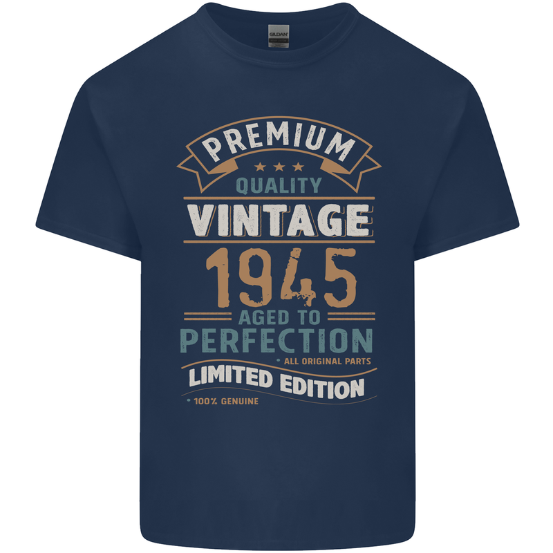 Premium Vintage 78th Birthday 1945 Mens Cotton T-Shirt Tee Top Navy Blue