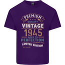 Premium Vintage 78th Birthday 1945 Mens Cotton T-Shirt Tee Top Purple