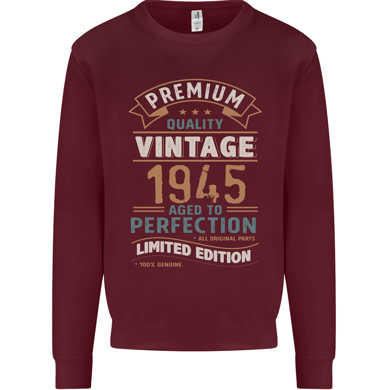 Premium Vintage 78th Birthday 1945 Mens Sweatshirt Jumper Maroon