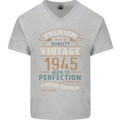 Premium Vintage 78th Birthday 1945 Mens V-Neck Cotton T-Shirt Sports Grey