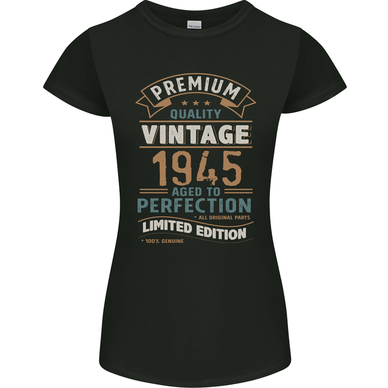 Premium Vintage 78th Birthday 1945 Womens Petite Cut T-Shirt Black
