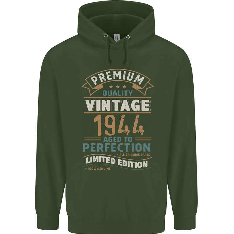 Premium Vintage 79th Birthday 1944 Mens 80% Cotton Hoodie Forest Green