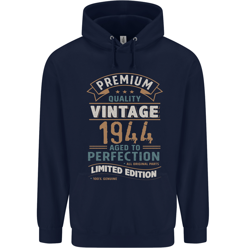 Premium Vintage 79th Birthday 1944 Mens 80% Cotton Hoodie Navy Blue
