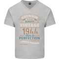 Premium Vintage 79th Birthday 1944 Mens V-Neck Cotton T-Shirt Sports Grey