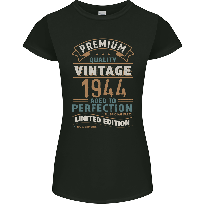 Premium Vintage 79th Birthday 1944 Womens Petite Cut T-Shirt Black