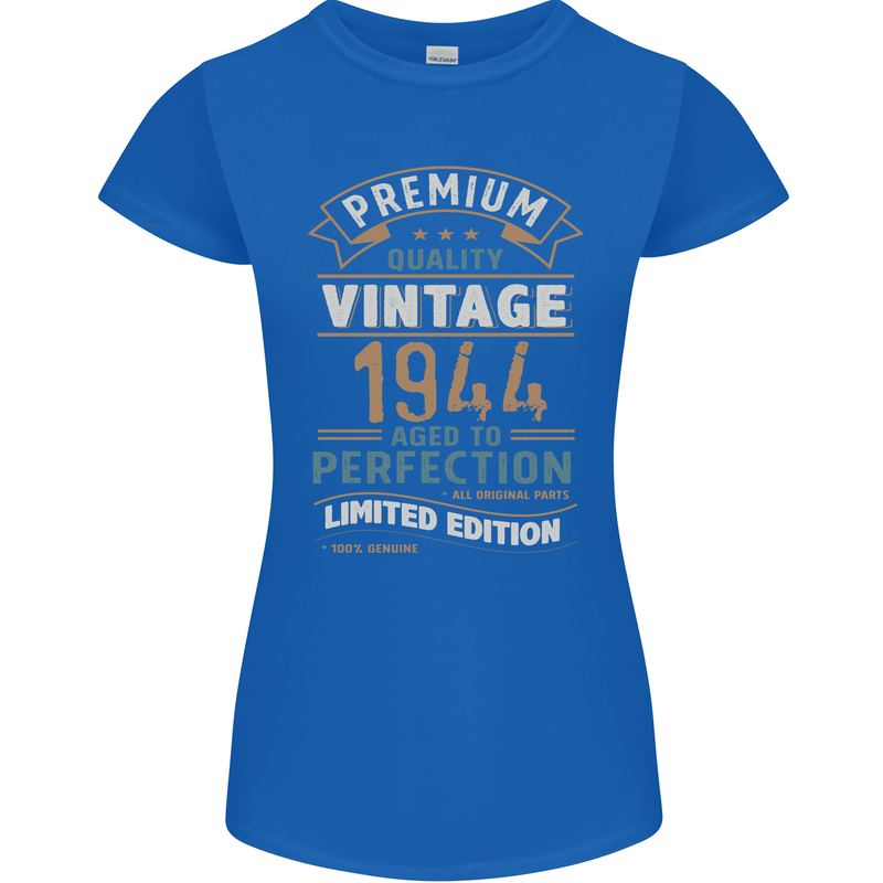 Premium Vintage 79th Birthday 1944 Womens Petite Cut T-Shirt Royal Blue