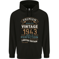 Premium Vintage 80th Birthday 1943 Mens 80% Cotton Hoodie Black