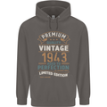 Premium Vintage 80th Birthday 1943 Mens 80% Cotton Hoodie Charcoal