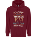 Premium Vintage 80th Birthday 1943 Mens 80% Cotton Hoodie Maroon