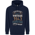Premium Vintage 80th Birthday 1943 Mens 80% Cotton Hoodie Navy Blue