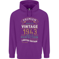 Premium Vintage 80th Birthday 1943 Mens 80% Cotton Hoodie Purple
