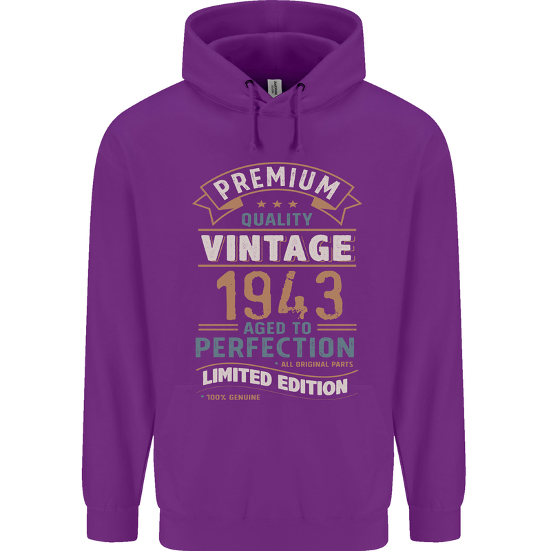 Premium Vintage 80th Birthday 1943 Mens 80% Cotton Hoodie Purple