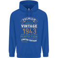 Premium Vintage 80th Birthday 1943 Mens 80% Cotton Hoodie Royal Blue
