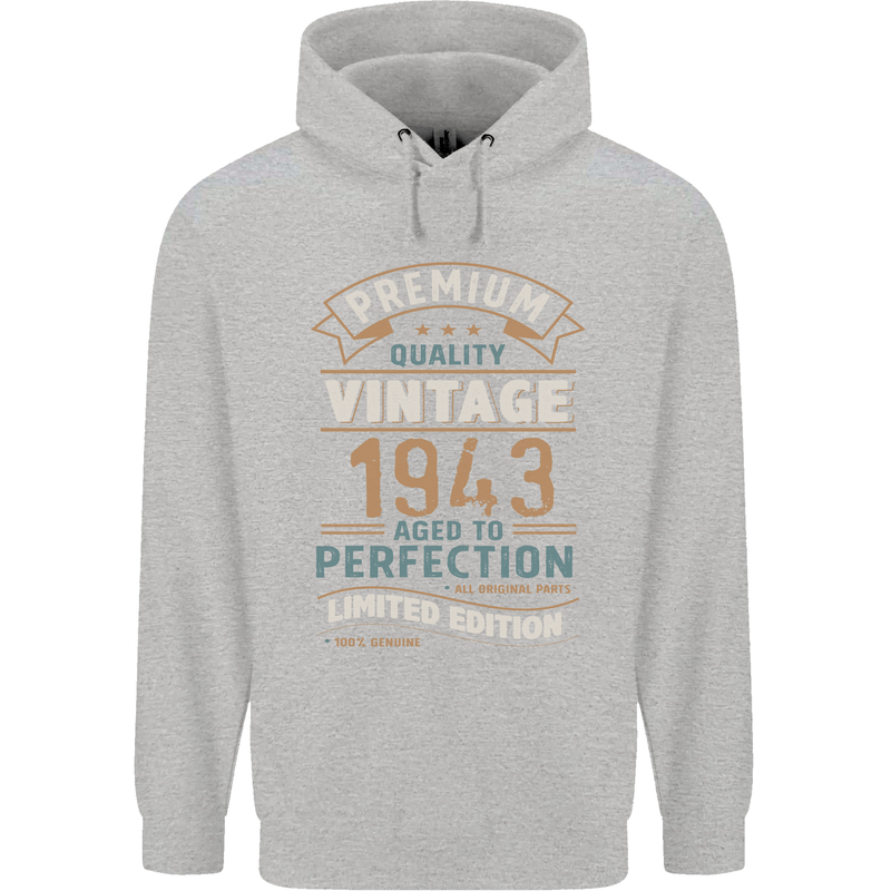 Premium Vintage 80th Birthday 1943 Mens 80% Cotton Hoodie Sports Grey