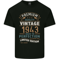 Premium Vintage 80th Birthday 1943 Mens Cotton T-Shirt Tee Top Black