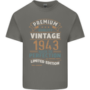 Premium Vintage 80th Birthday 1943 Mens Cotton T-Shirt Tee Top Charcoal