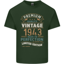 Premium Vintage 80th Birthday 1943 Mens Cotton T-Shirt Tee Top Forest Green