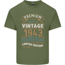 Premium Vintage 80th Birthday 1943 Mens Cotton T-Shirt Tee Top Military Green