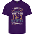 Premium Vintage 80th Birthday 1943 Mens Cotton T-Shirt Tee Top Purple