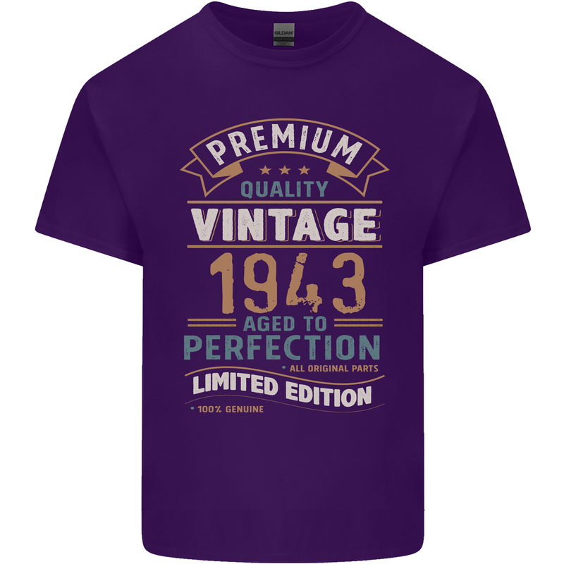 Premium Vintage 80th Birthday 1943 Mens Cotton T-Shirt Tee Top Purple