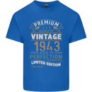 Premium Vintage 80th Birthday 1943 Mens Cotton T-Shirt Tee Top Royal Blue