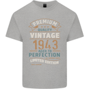 Premium Vintage 80th Birthday 1943 Mens Cotton T-Shirt Tee Top Sports Grey