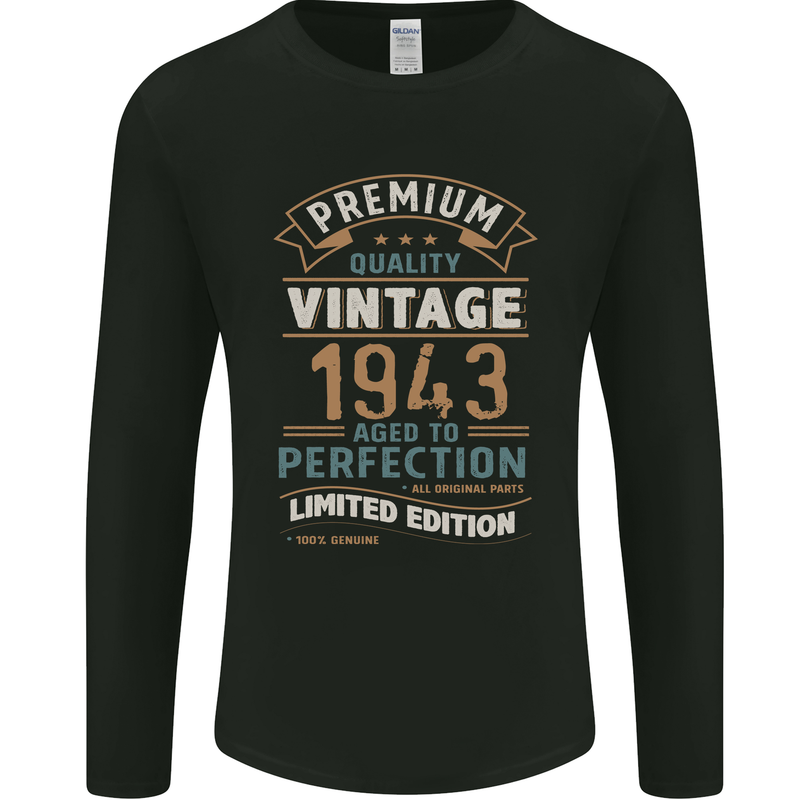 Premium Vintage 80th Birthday 1943 Mens Long Sleeve T-Shirt Black