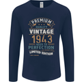 Premium Vintage 80th Birthday 1943 Mens Long Sleeve T-Shirt Navy Blue