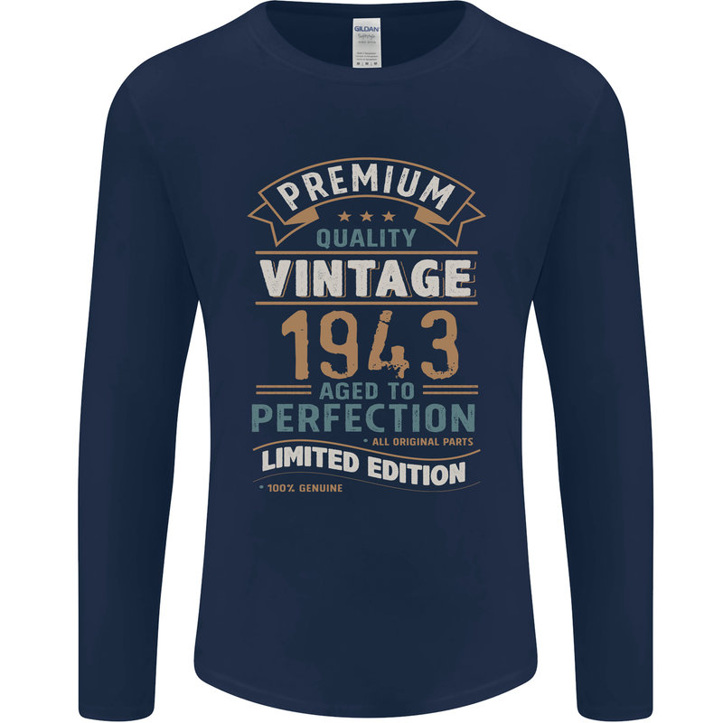 Premium Vintage 80th Birthday 1943 Mens Long Sleeve T-Shirt Navy Blue
