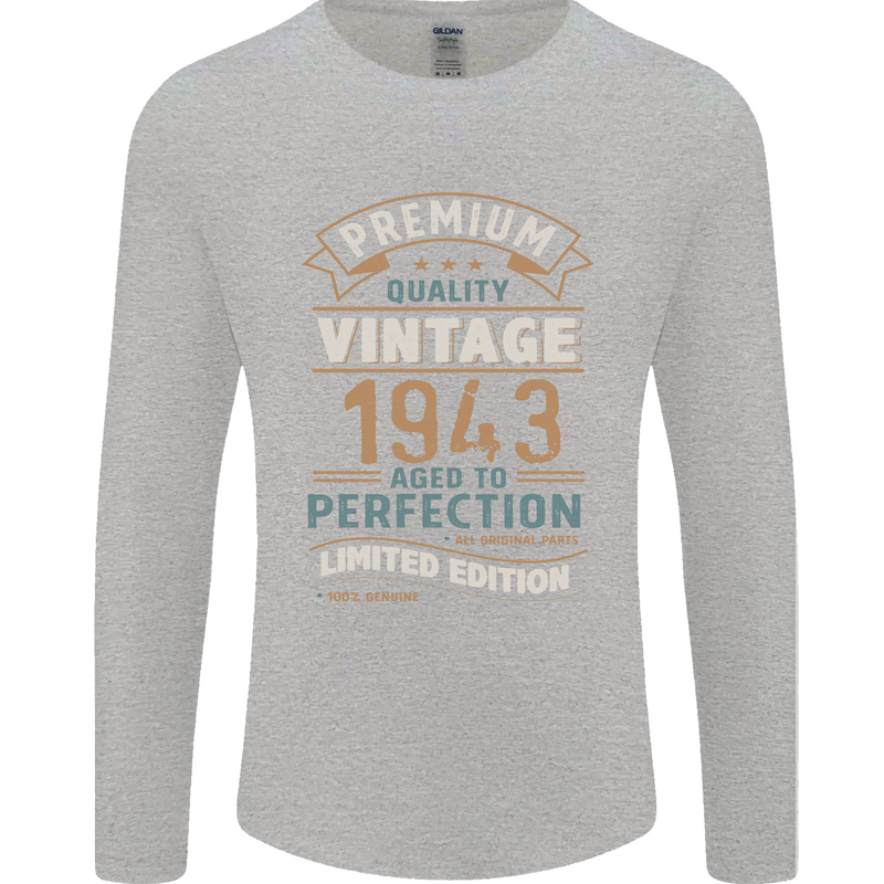Premium Vintage 80th Birthday 1943 Mens Long Sleeve T-Shirt Sports Grey