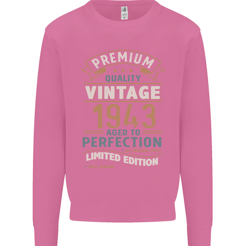 Premium Vintage 80th Birthday 1943 Mens Sweatshirt Jumper Azalea