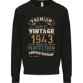 Premium Vintage 80th Birthday 1943 Mens Sweatshirt Jumper Black