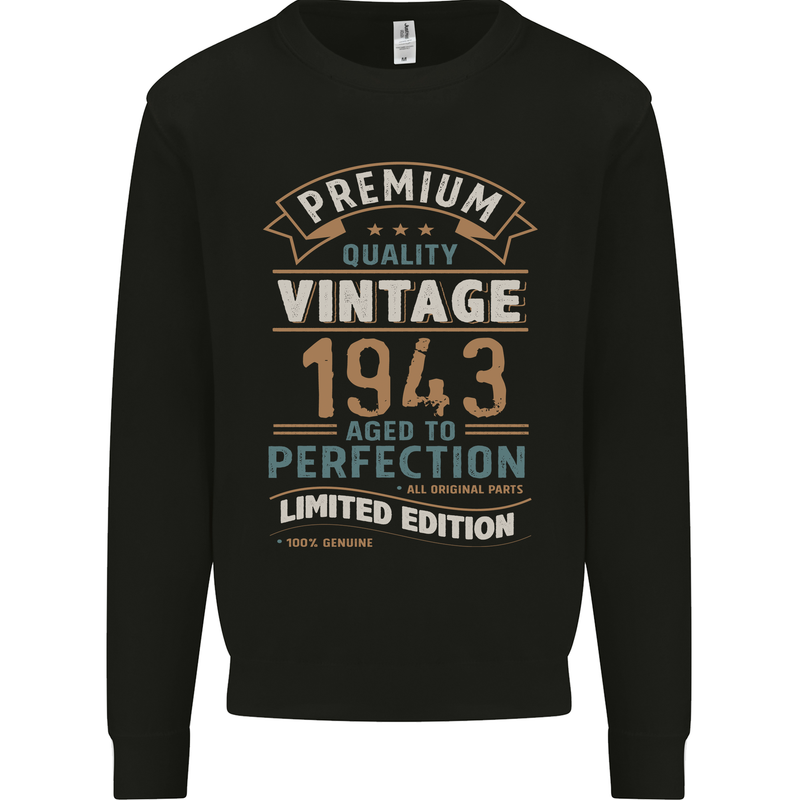 Premium Vintage 80th Birthday 1943 Mens Sweatshirt Jumper Black