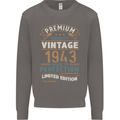 Premium Vintage 80th Birthday 1943 Mens Sweatshirt Jumper Charcoal