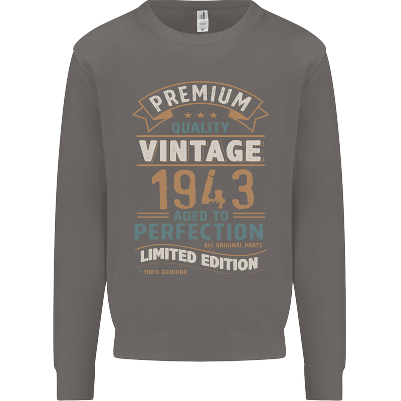 Premium Vintage 80th Birthday 1943 Mens Sweatshirt Jumper Charcoal