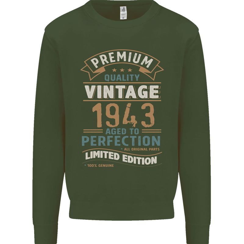 Premium Vintage 80th Birthday 1943 Mens Sweatshirt Jumper Forest Green