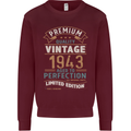 Premium Vintage 80th Birthday 1943 Mens Sweatshirt Jumper Maroon
